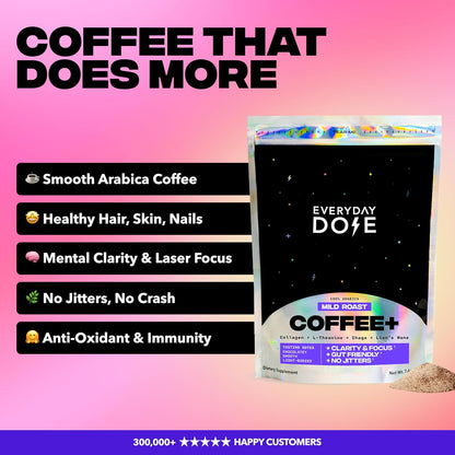 Everyday Dose Premium Adaptogenic Mushroom Coffee with Grass-Fed Collagen 30 Serving